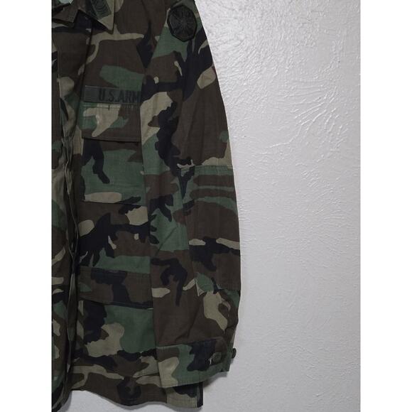 US Army BDU Jacket Medium Long 8415-01-390-8549 Woodland Camo WOLFE Patches - Picture 3 of 7